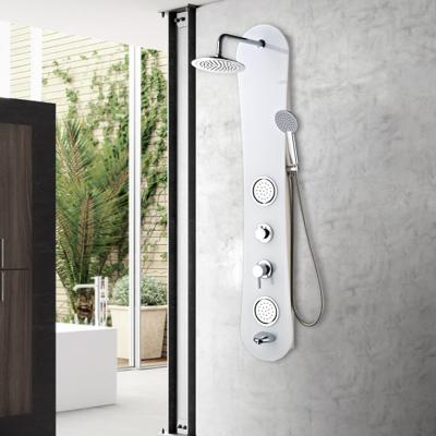 China Metered Faucets Easy Gather High Quality Multi Function Tempered Glass Rainfall Shower Head Panel for sale