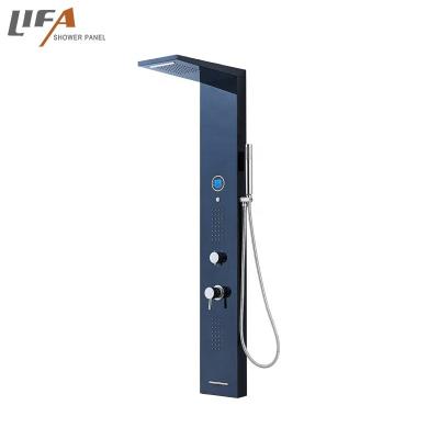 China Without sliding bar modern design hot sale stainless steel shower panel dark blue do chuveiro for sale