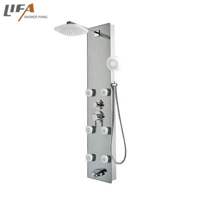 China Without Slide Bar Massage Hydraulic Rainfall Room In The Wall Rain Panel Design Rectangular Shower Set for sale