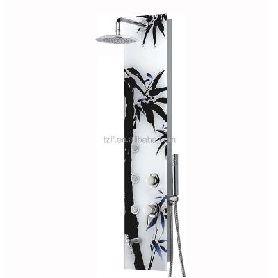 China Shower Faucets Pattern Bath Shower Mixer Safety Tempered Glass Shower Bamboo Panel for sale