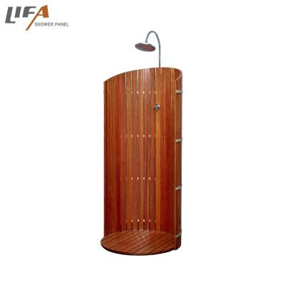 China Without European Hot Garden Sanitary Use Outdoor Sliding Bar Pool Shower Wooden Panel for sale