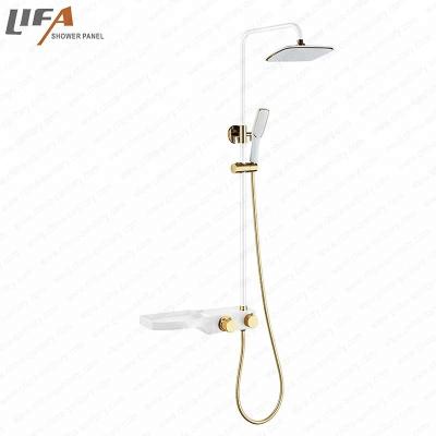 China Faucets Wall Mount Metered Bathtub Faucet With Hand Held Shower System Rainfall Shower Set for sale