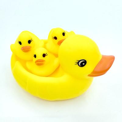 China Cognitive Floating Toy Pinch and Pinch Called Yellow Enamel Duck Floating Children's Game on the Water Bath to Make a Sound of 4 Children and Mothers for sale