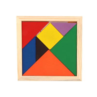 China Cartoon Toy Educational Toys Wooden Tangram Jigsaw Puzzle Board Shapes Wooden Multicolor Wooden Geometric Puzzles for sale