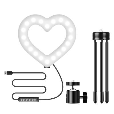 China PORTABLE 6inch LED Selfie Mini Heart Shaped Ring Light Led Ring Lamp for youtube video Live Stream Make for sale