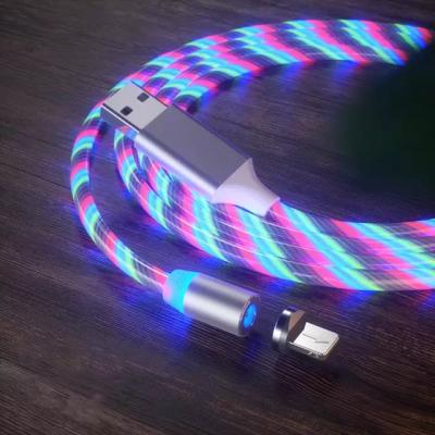 China New Computer usb flowing magnetic charging cable led light up Christmas gift music cable magnetic data for sale