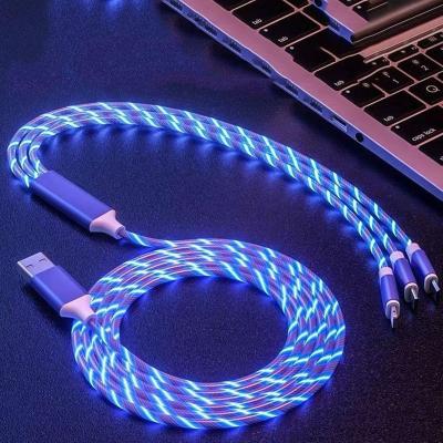 China High Quality Popular MP3/MP4 Player Nylon Cable Tie Fiber Optic Cable With Led Light Data 3 In 1 Cable for sale