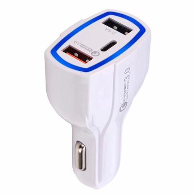 China Quick Type Car Mobile Phone QC3.0 USB Car Charger Dual Power Charger 1 Type C Charger for sale