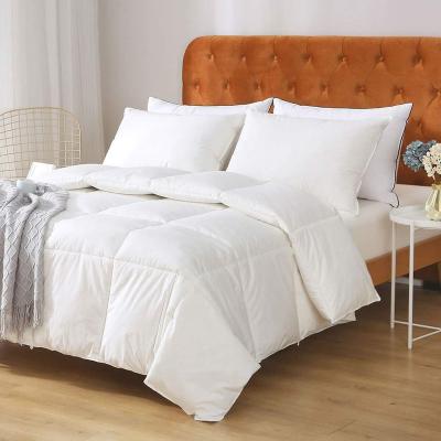 China Home High Quality Extremely Warm 400TC Satin Royal King Size White Goose Down Comforter for sale