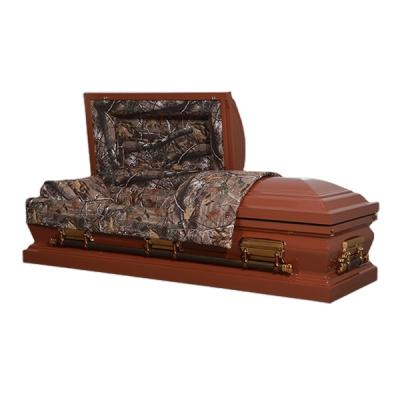 China American Casket Urn Brown Metal Casket Style 18ga Square Casket Camouflage Cloth for sale