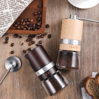 China Viable Wooden Manual Coffee Bean Grinder Manual Coffee Grinder Coffee Grinder with Conical Stainless Steel Burrs for sale