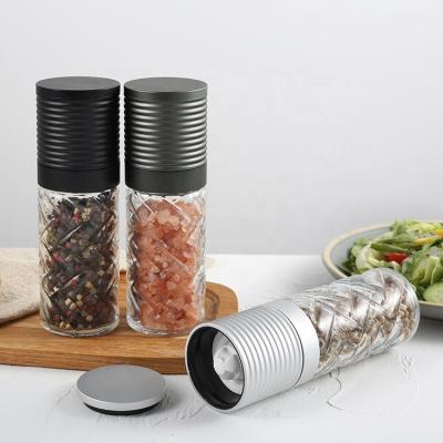 China LFGB Sustainable Luxury Spice Mill Salt And Pepper Mill Upside Down Grinder With Glass Bottle 150ml for sale