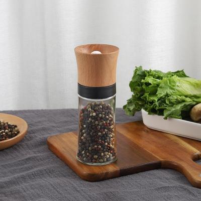 China Viable Wooden Manual Refillable Ceramic Salt and Pepper Grinder Core Salt and Pepper Mill Spice Mill Grinder Salt and Pepper Grinder for sale