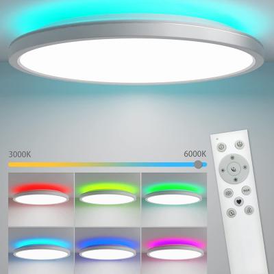 China Modern 18W Ultra Light Three Color Dimmable Led Ceiling Light Color Temperature Can Be Customized RGB Round Remote Control Panel Light for sale