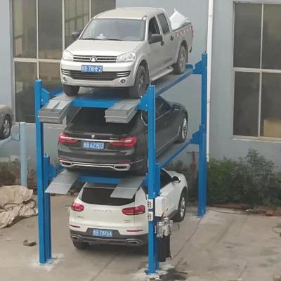 China Economical Double Triple 4 Post Stacker Parking Lift For 3 Cars for sale