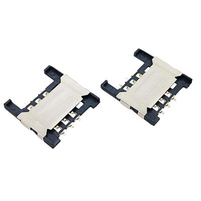 China 6 Contacts SIM-03G-H1.8 External Outboard Push Pull Mount Board For PCB SMT SIM Card Holder 6pin Connectors for sale