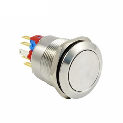 China 22mm Illuminated Stainless Steel IP65 Waterproof DC36V 2A 250VAC 5A Stainless Steel Metal Push Button Switch PLM22-12M-F-NNN-S0 for sale