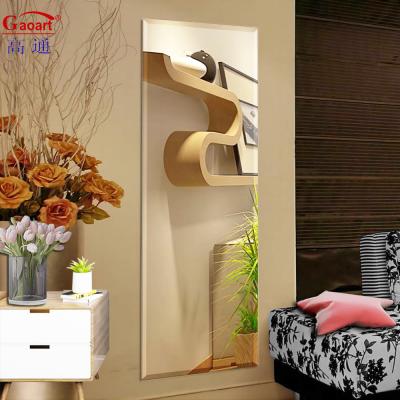 China Adhesive Wavy Full Length Half Round Bedroom Wall Mirror for Modern Home Decor Design for sale