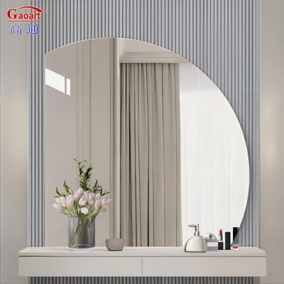 China Hotel Bathroom Home Decor Bevel Beveled Glass Sticker Mirror with Silver Shaving Metal for sale