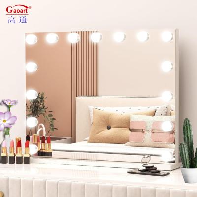 China White LED Cosmetic Mirror With 12 Lights Adjustable Hollywood Vanity Makeup Mirror for sale