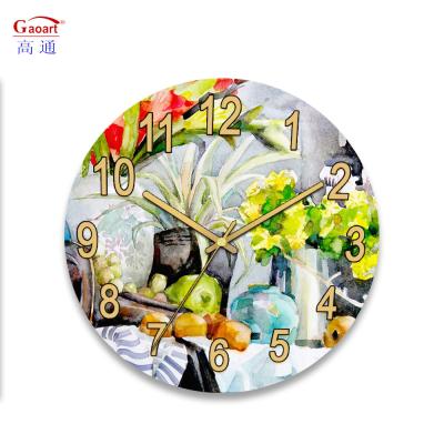 China Large Kitchen Decoration Modern Glass UV Clock for Home Restraurant Decor Everyday for sale