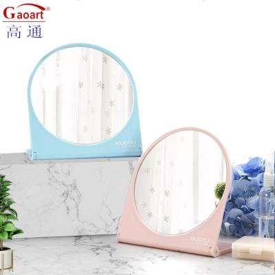 China Extra LOGO Plastic Glass Mirror Standing Make-Up Table for Desktop Portable Makeup for sale