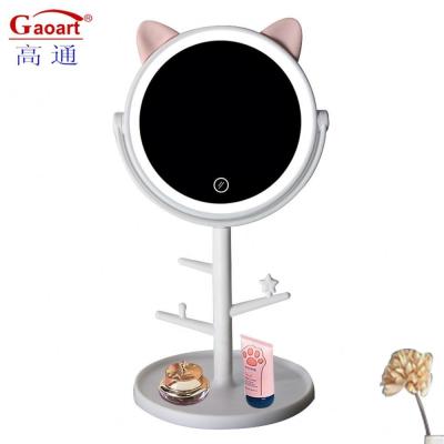 China Girl Portable LED Light Mirror Vanity Cosmetic Table Custom Little Makeup Extra LOGO for sale