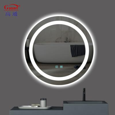 China Smart Touch Screen LED Bathroom Mirror for Hotel Customized Size Bevelled Decor Mirror for sale