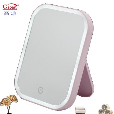 China Compact Extra LOGO Make Up Cute LED Portable Dressing Vanity Desktop Cosmetic Mirror for sale