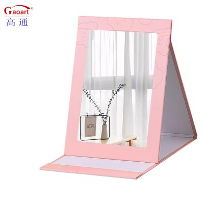 China Foldable Heart Shaped Makeup Travel Vanity Mirror Paper Bag Packing for Easy Cosmetic for sale