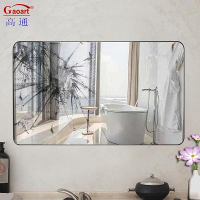 China Large Aluminum Art Gold Frame Mirror for Bathroom Decoration Wall Hanging Mirror for sale