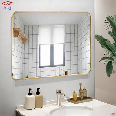 China Black Aluminum Sticker Gold Frame Oval Glass Mirror Wall Hanging Art for Bathroom for sale