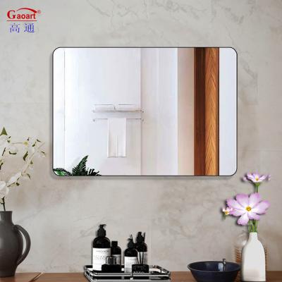 China Oval Bathroom Framed Wall Art Modern Hanging Large Aluminum Sticker Gold Frame Mirror for sale