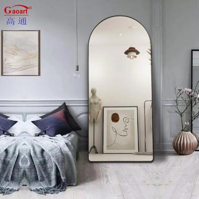 China Large Floor Mirror in Rose Gold Arch Room Black Arched Frame for Every Day Occasion for sale