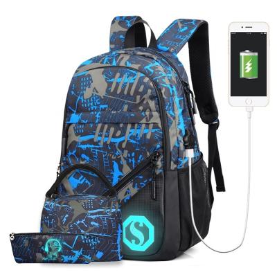 China With USB glow effect kids school bag wholesale waterproof cheap soft set kids backpack school bags for kids for sale