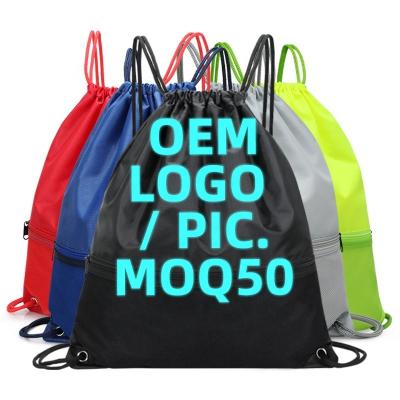 China Custom Shopping Bag Logo Printed Oxford Polyester Gym Bags Promotional Drawstring Bag for sale