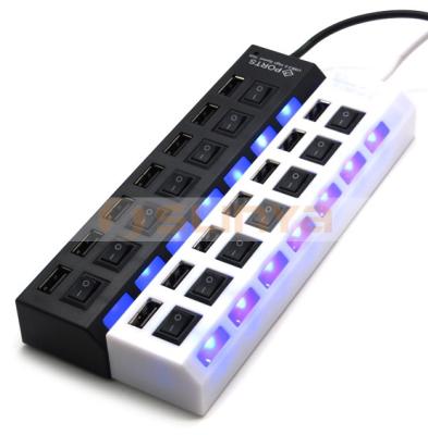 China USB Overcurrent Protection 7 Ports USB 2.0 Hub Driver 7 Ports 6.5 x 3.5 x 2.1cm for sale