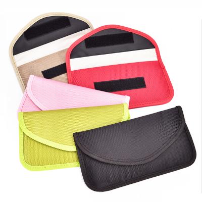 China Nylon Oxford RF RFID Signal Blocking Bag Anti-Radiation Signal Shielding Pocket Wallet Case For Mobile Phone for sale