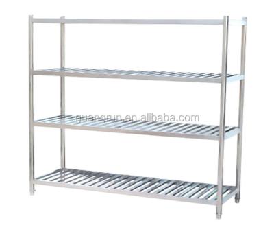 China Freestanding Heavy Duty 4 Layers Stainless Steel Shelving For Storage Supermarket And Restaurant GR-407 Round Or Square for sale