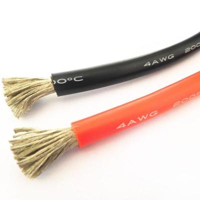 China Flexible A.W.G. Silicone Wire Red Black High 4 600V 200C overhead free sample in stock for sale