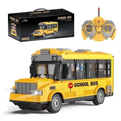 China RC School Bus Car 6 CH 2.4G Remote Control Vehicles Simulated Sounds and LED Lights Rechargeable Electronic Hobby Truck for Kids for sale