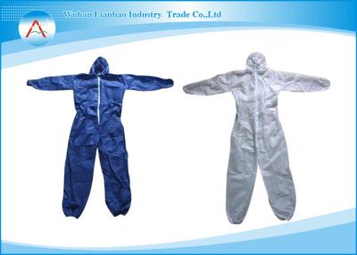 China Cleanroom Nonwoven SMS Disposable Coveralls With Hood + Flap + Knit Cuffs for sale