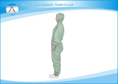 China Green Color Antistatic Clean Room Coveralls , Esd Workwear for worker for sale