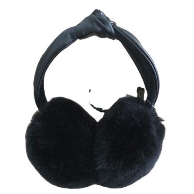 China PU Women Warm Fuzzy Ear Muffs For Winter Faux Fur Earmuffs With Thick Hair for sale