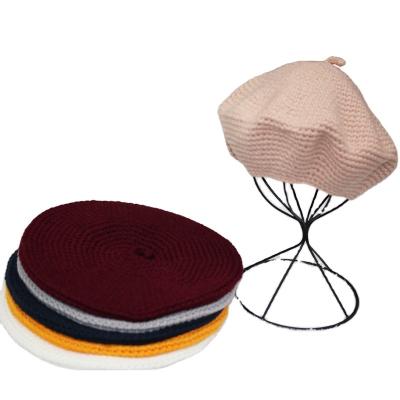 China Wholesale Custom Crochet Berets Cotton Yarn Women Beret Hat Vintage Fleece Beret Hats for sale