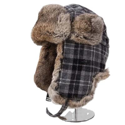 China breathable & Winter Hat Mens Fur Ushanka Hats Waterproof Wool Boucle Knit Aviator Trapper Hat for sale