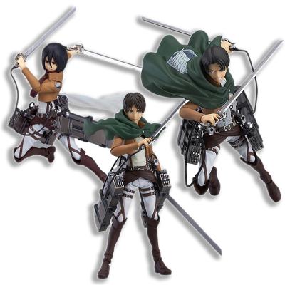 China Cartoon Toy Wholesale Pvc Toy Levi Mikasa Ackerman Eren Yeager Action Anime Attack on Titan Figure for sale