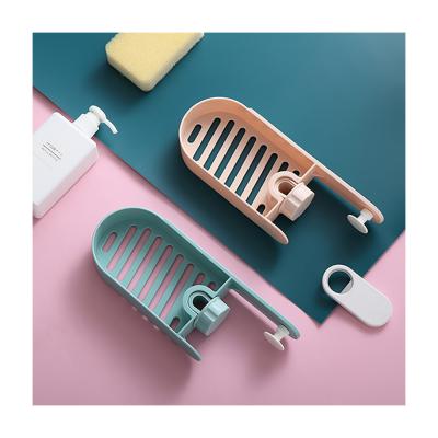 China Household Viable Kitchen Perforated Cloth Sponge Sweep Drain Rack Sink Storage Rack Kitchen Soap Dispenser Sponge Holder for sale