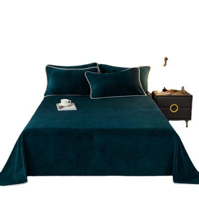 China New Anti-static Hot Selling Milk Velvet Bed Sheet Simple Thick Double Sided Velvet Bed Skirt Sets for sale