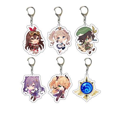 China Genshin Hot Pendant Impact Game Anime Cartoon Keychains Characters Gift Game Acrylic Key Chain for sale